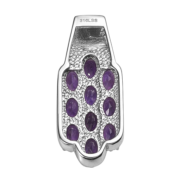 Shop Lc African Amethyst 4.20 Ctw Pendant Without Chain In Stainless Steel