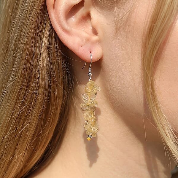 Shop Lc African Amethyst And Brazilian Citrine 18.00 Ctw Earrings In Rhodium Over Sterling Silver