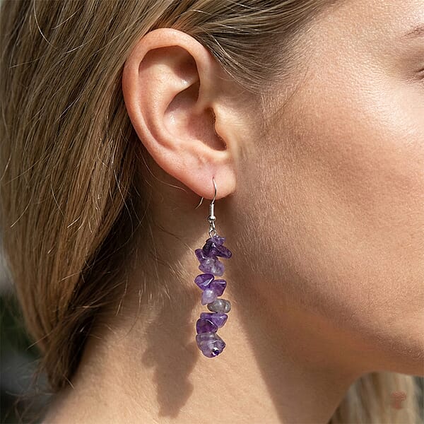 Shop Lc African Amethyst And Brazilian Citrine 18.00 Ctw Earrings In Rhodium Over Sterling Silver