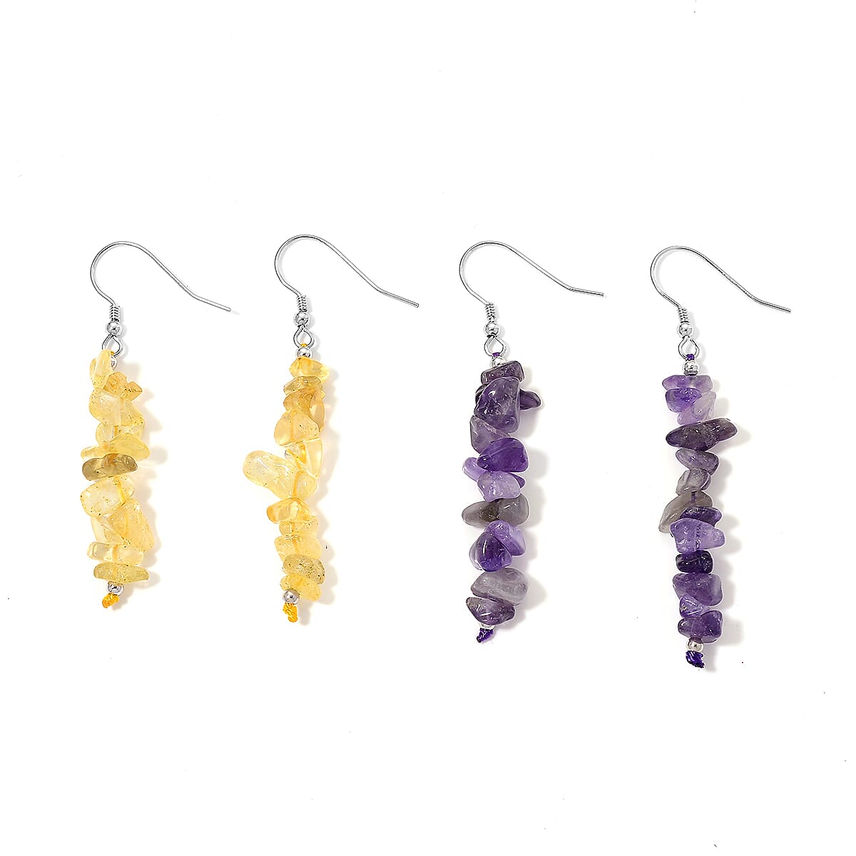 shop lc African Amethyst and Brazilian Citrine 18.00 ctw Earrings in Rhodium Over Sterling Silver