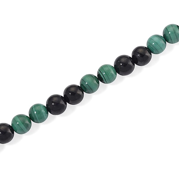 Shop Lc African Malachite And Shungite 230.00 Ctw Beaded Necklace In Stainless Steel 18-20 Inches