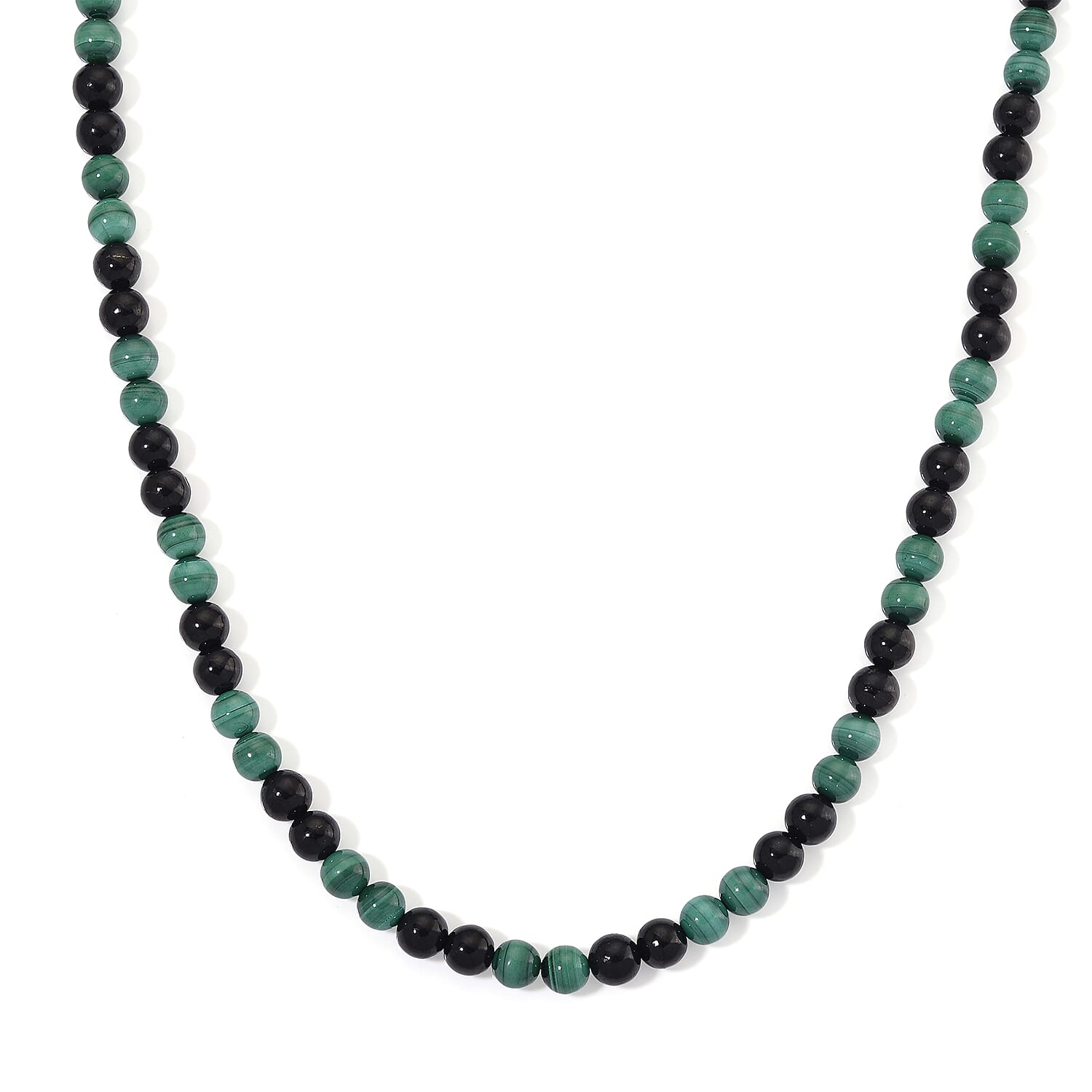 shop lc African Malachite and Shungite 230.00 ctw Beaded Necklace in Stainless Steel 18-20 Inches