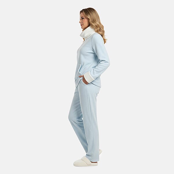 Shop Lc Amanda Paige Blue Cowl Neck Fleece 2 Pc Pajama Pant Set-M