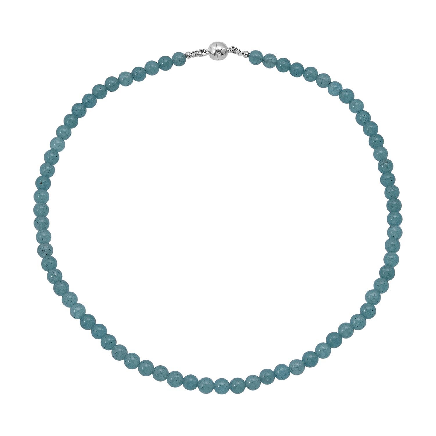 shop lc Amazonite Quartz Beaded Necklace with Magnetic Lock in Sterling Silver 125.00 ctw (18 Inches)