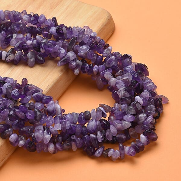 Shop Lc Amethyst Chips Multi Strand Necklace 18-20 Inches In Oxidized Silvertone And Stainless Steel 994.00 Ctw