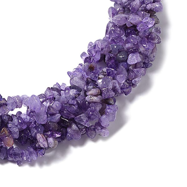 Shop Lc Amethyst Chips Multi Strand Necklace 18-20 Inches In Oxidized Silvertone And Stainless Steel 994.00 Ctw