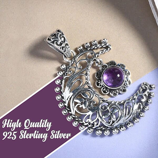 Shop Lc Amethyst Pendant Sun And Moon Pendant Celestial Pendant Artisan Crafted Pendant Sterling Silver Pendant 1.50 Ctw