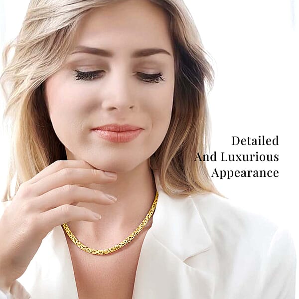 Shop Lc Ankur's Treasure Chest Fashionable Byzantine Link Chain Necklace In ION Plated YG Stainless Steel 20 Inches 97.30 Grams