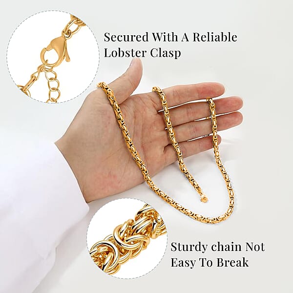 Shop Lc Ankur's Treasure Chest Fashionable Byzantine Link Chain Necklace In ION Plated YG Stainless Steel 20 Inches 97.30 Grams