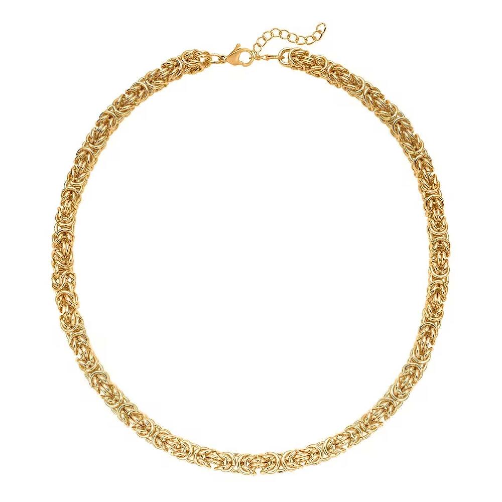 shop lc Ankur's Treasure Chest Fashionable Byzantine Link Chain Necklace in ION Plated YG Stainless Steel 20 Inches 97.30 Grams