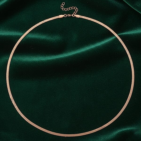 Shop Lc Ankur's Treasure Chest Herringbone Chain Necklace In ION Plated RG Stainless Steel (24 Inches)