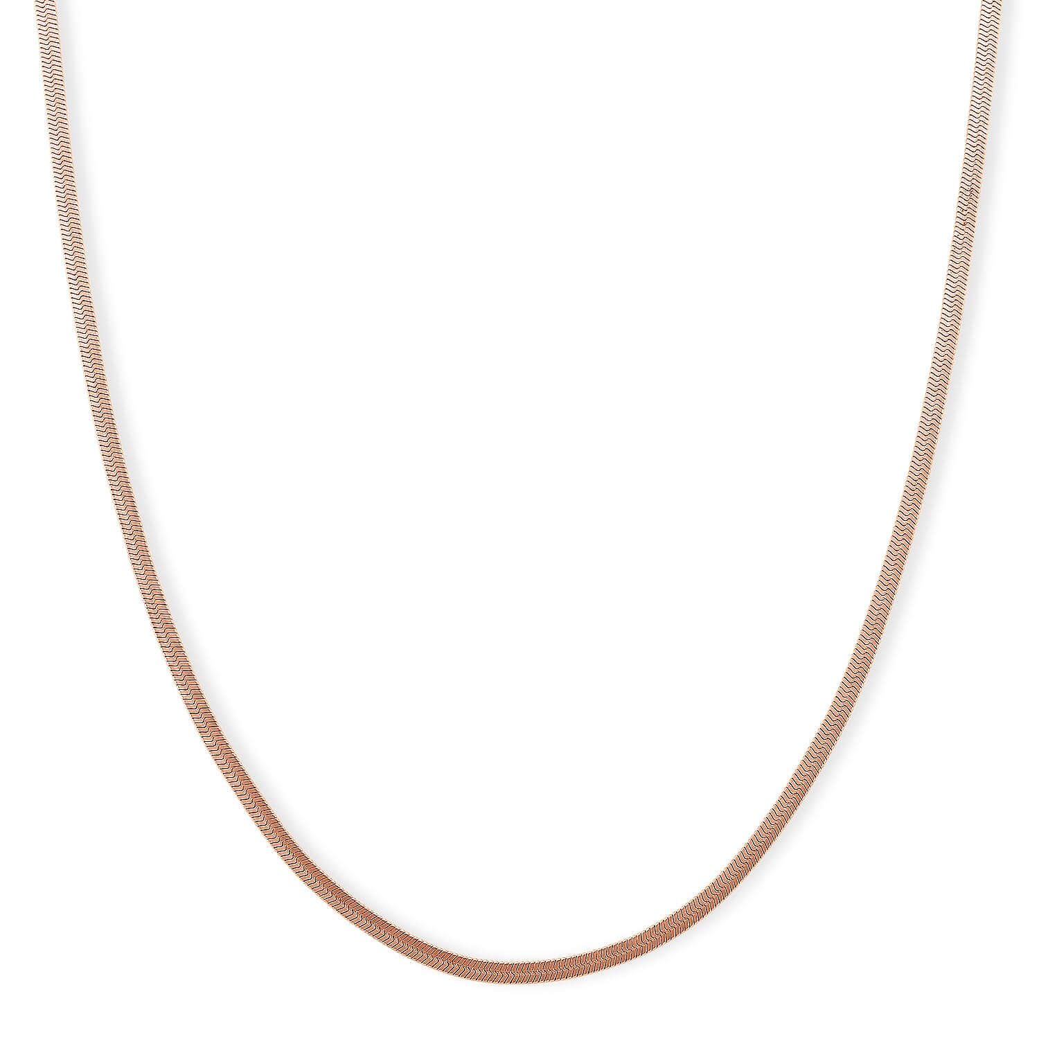 shop lc Ankur's Treasure Chest Herringbone Chain Necklace in ION Plated RG Stainless Steel (24 Inches)