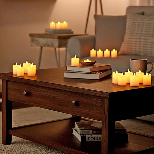 Shop Lc Ankur Treasure Chest Livmore Set Of 24 Pcs Ivory Candle With Warm Lights