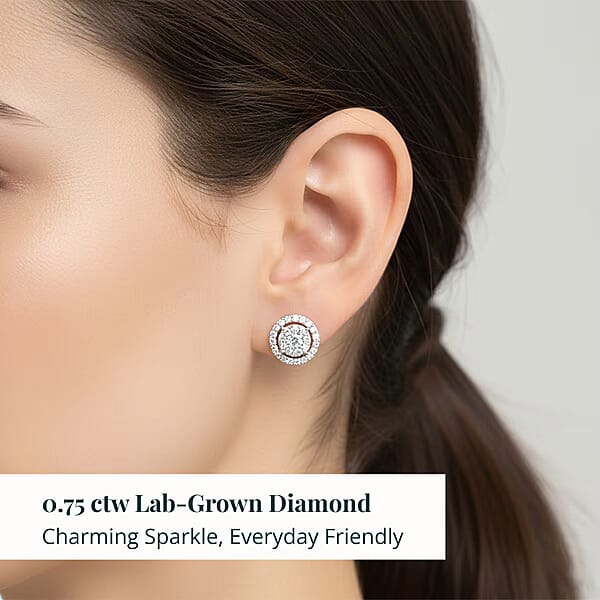 Shop Lc Ankur Treasure Chest Luxuriant Lab Grown Diamond 0.75 Ctw Earrings In 10K White Gold