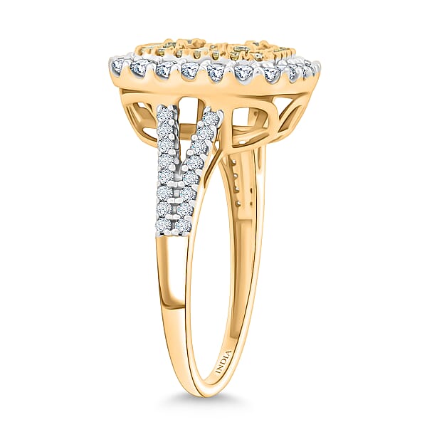 Shop Lc Ankur Treasure Chest Natural Yellow Diamond White Diamond Ring In 14K Yellow Gold 1.00 Ctw
