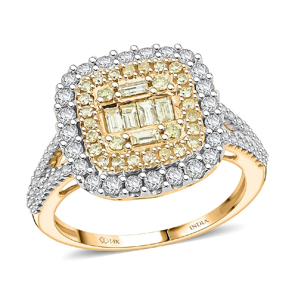 shop lc Ankur Treasure Chest Natural Yellow Diamond White Diamond Ring in 14K Yellow Gold 1.00 ctw