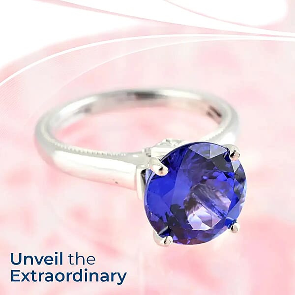 Shop Lc Ankur Treasure Chest Rhapsody Certified AAAA Tanzanite Ring Diamond Accent Ring 950 Platinum Ring Solitaire Ring Tanzanite Solitaire Ring 5.90 Grams 4.25 Ctw