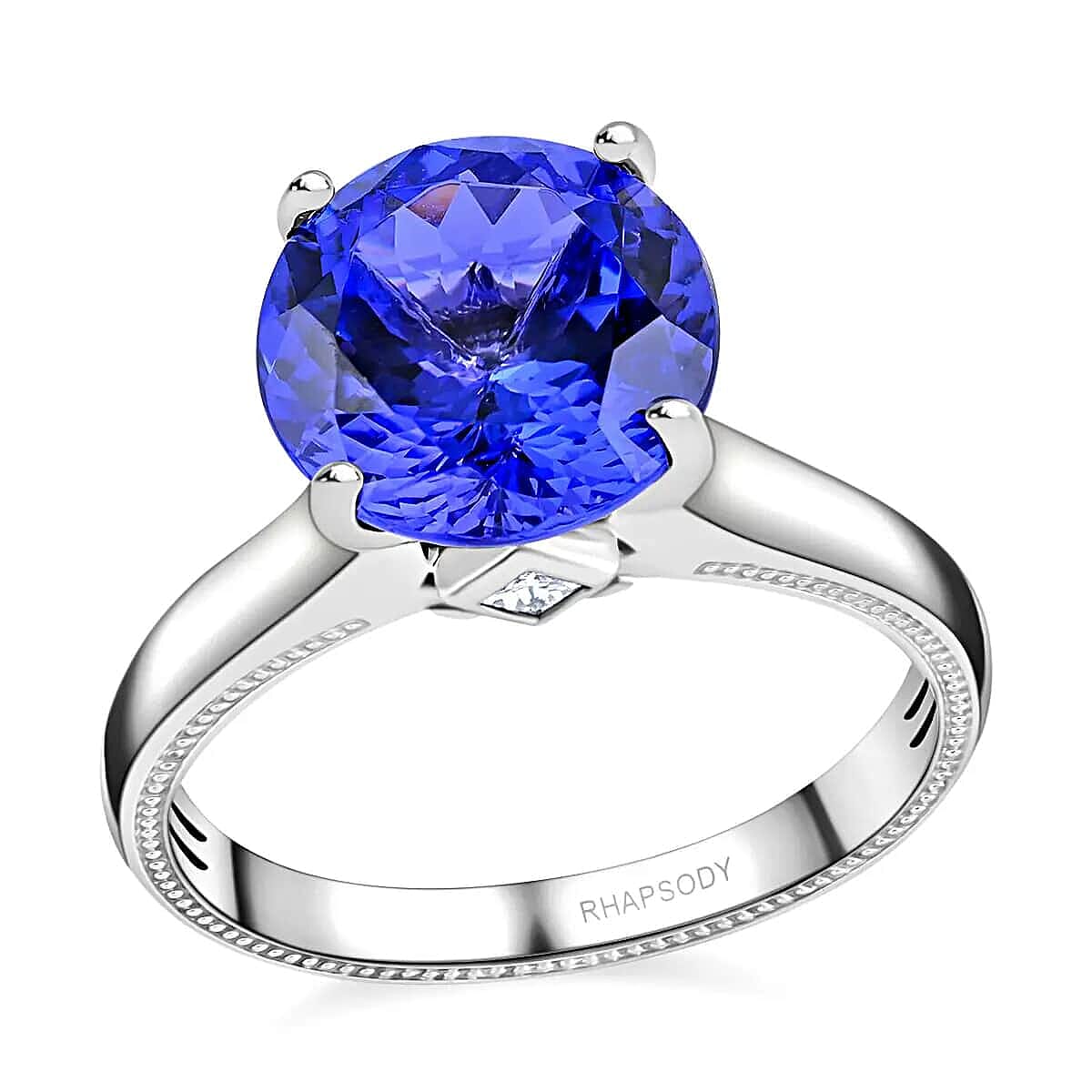 shop lc Ankur Treasure Chest Rhapsody Certified AAAA Tanzanite Ring Diamond Accent Ring 950 Platinum Ring Solitaire Ring Tanzanite Solitaire Ring 5.90 Grams 4.25 ctw