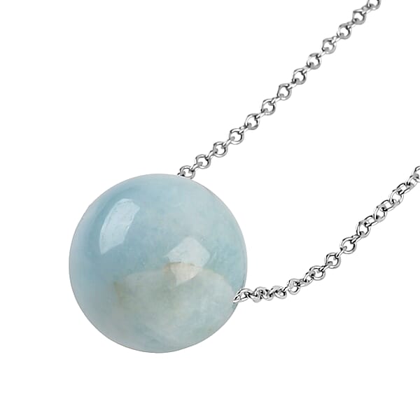 Shop Lc Aquamarine 12.00 Ctw Beaded Necklace In Stainless Steel 20 Inches