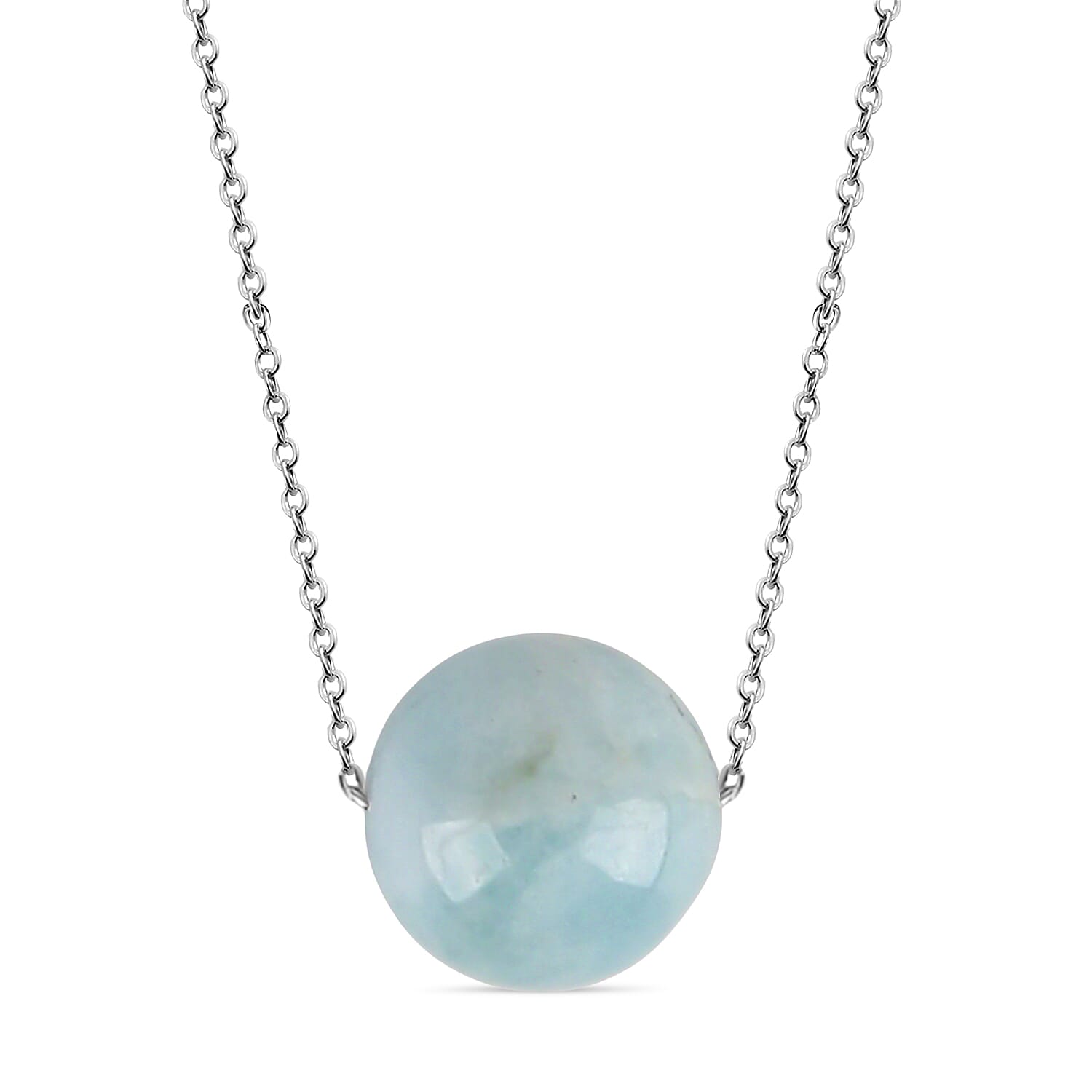 shop lc Aquamarine 12.00 ctw Beaded Necklace in Stainless Steel 20 Inches