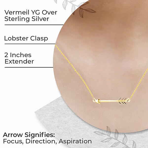 Shop Lc Arrow Necklace Vermeil Yellow Gold Over Sterling Silver Necklace 18 Inch Necklace Arrow Silver Necklace 2.85 Grams