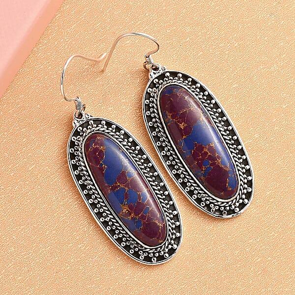 Shop Lc Artisan Crafted Mojave Purple Turquoise 23.25 Ctw Fancy Earrings In Black Oxidized Sterling Silver