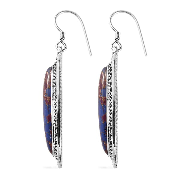 Shop Lc Artisan Crafted Mojave Purple Turquoise 23.25 Ctw Fancy Earrings In Black Oxidized Sterling Silver