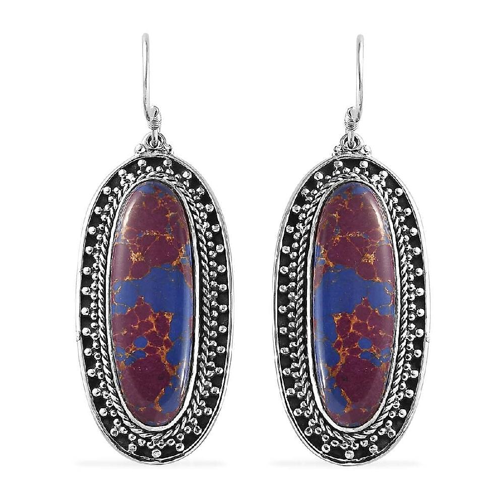 shop lc Artisan Crafted Mojave Purple Turquoise 23.25 ctw Fancy Earrings in Black Oxidized Sterling Silver