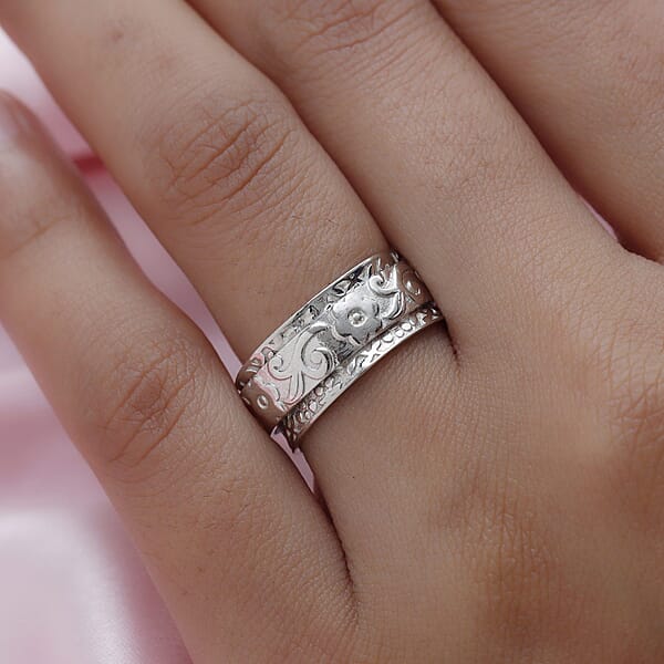 Shop Lc Artisan Crafted Spinner Ring In Sterling Silver Anxiety Ring For Women Fidget Rings For Anxiety For Women Stress Relieving Anxiety Ring (4.25 G)