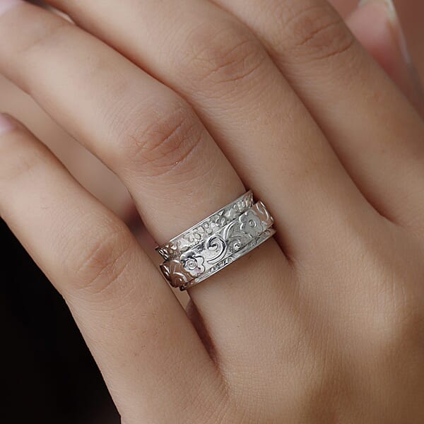 Shop Lc Artisan Crafted Spinner Ring In Sterling Silver Anxiety Ring For Women Fidget Rings For Anxiety For Women Stress Relieving Anxiety Ring (4.25 G)