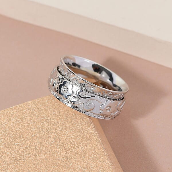Shop Lc Artisan Crafted Spinner Ring In Sterling Silver Anxiety Ring For Women Fidget Rings For Anxiety For Women Stress Relieving Anxiety Ring (4.25 G)