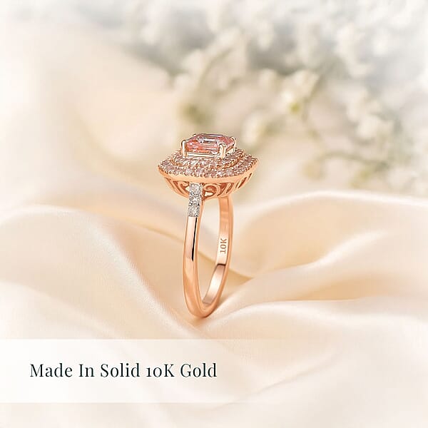 Shop Lc Asscher Cut Luxuriant Lab Grown Pink Diamond (VS) Lab Grown Diamond Ring In 10K Rose Gold 1.55 Ctw