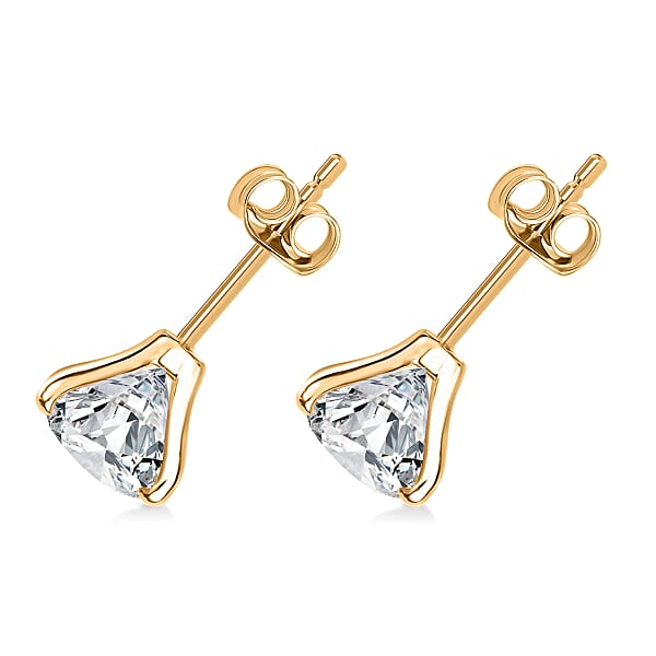 Shop Lc Asscher Cut Moissanite 3.50 Ctw Solitaire Stud Earrings In 14K Yellow Gold
