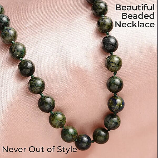 Shop Lc Aurora Azurite 396.50 Ctw Beaded Necklace In Rhodium Over Sterling Silver 20 Inches