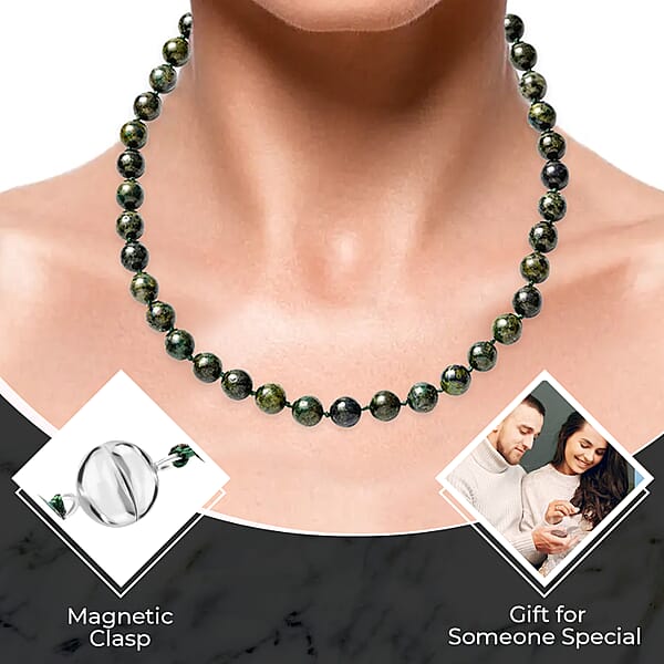 Shop Lc Aurora Azurite 396.50 Ctw Beaded Necklace In Rhodium Over Sterling Silver 20 Inches