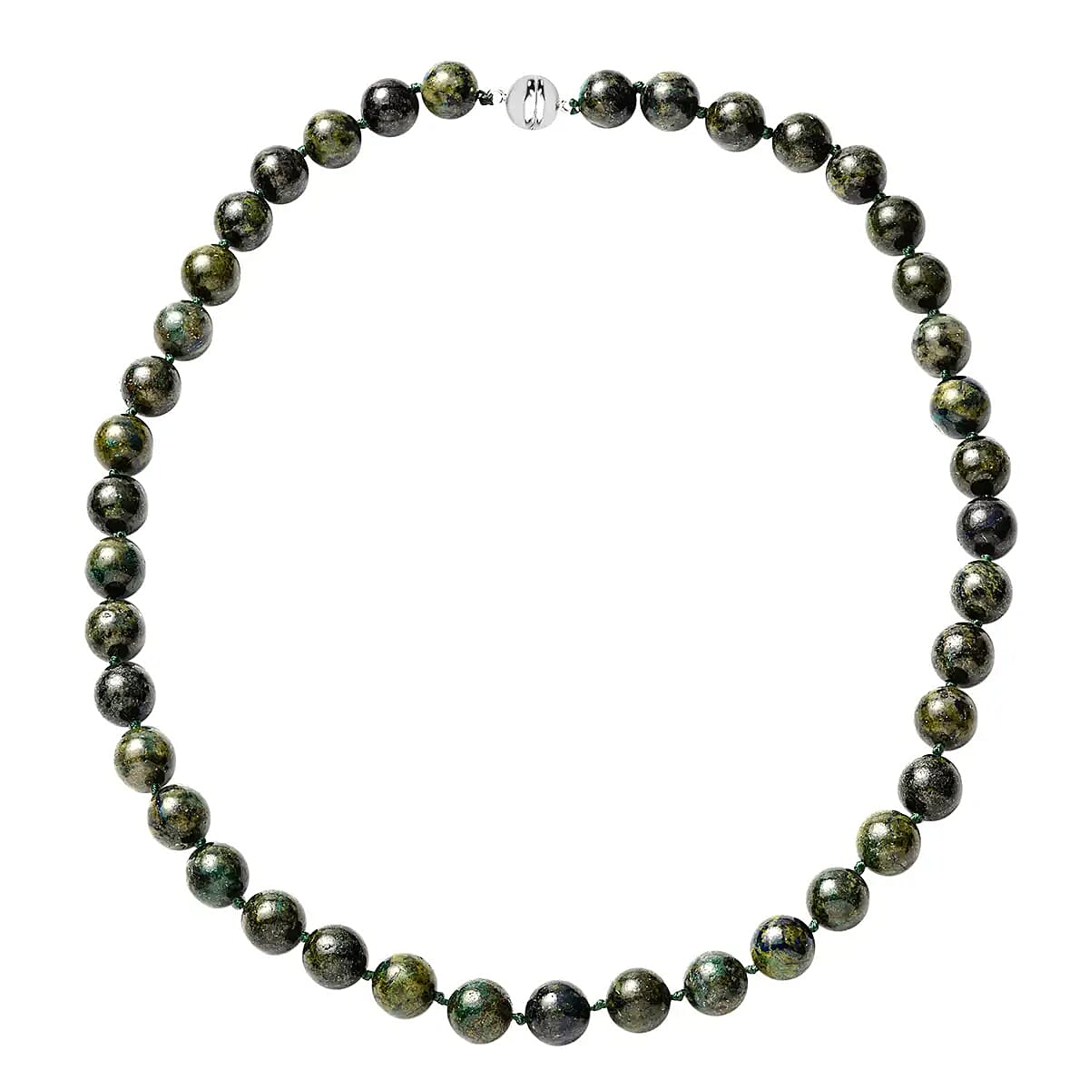 shop lc Aurora Azurite 396.50 ctw Beaded Necklace in Rhodium Over Sterling Silver 20 Inches