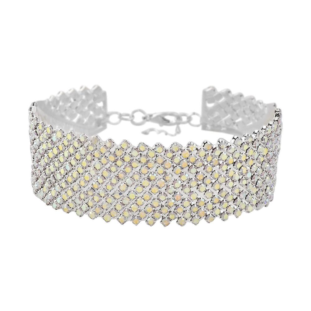 shop lc Aurora Borealis Austrian Crystal Cluster Bracelet in Silvertone (7.5-9.5In)