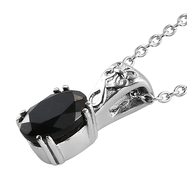 Shop Lc Australian Black Tourmaline 2.75 Ctw Pendant Necklace In Stainless Steel 20 Inches