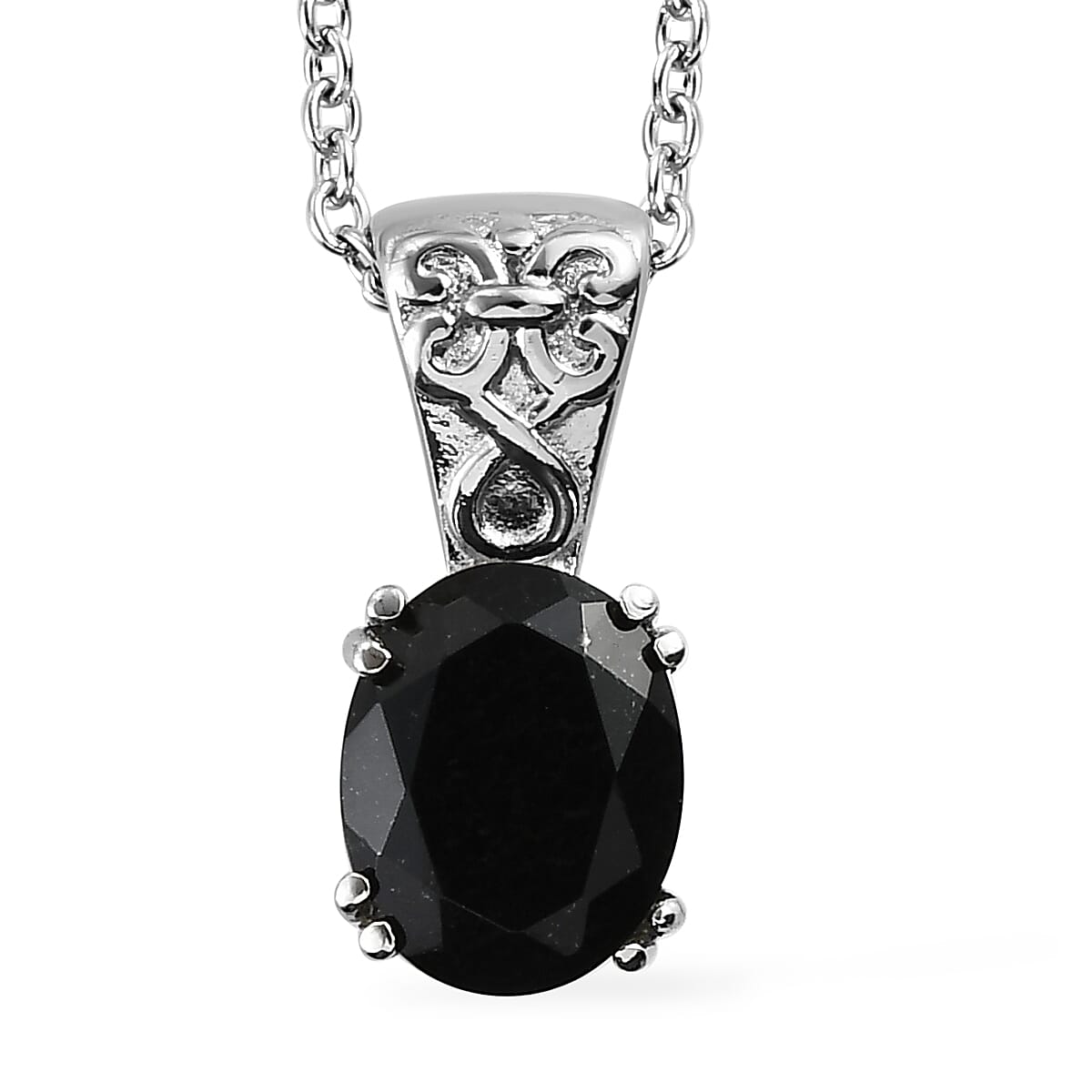 shop lc Australian Black Tourmaline 2.75 ctw Pendant Necklace in Stainless Steel 20 Inches