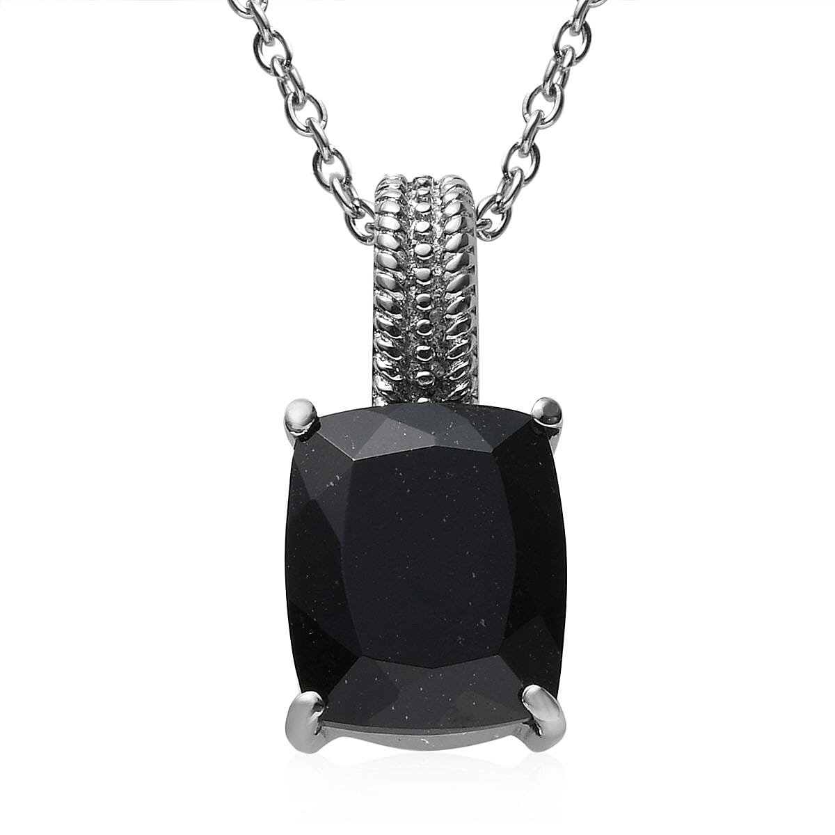 shop lc Australian Black Tourmaline 6.25 ctw Solitaire Pendant Necklace For Women in Stainless Steel 20 Inches