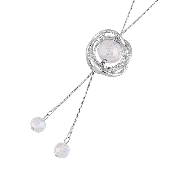 Shop Lc Austrian Crystal And White Aurora Borealis Glass Necklace In Silvertone 18-36 Inches