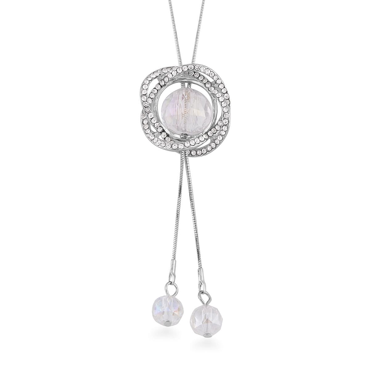 shop lc Austrian Crystal and White Aurora Borealis Glass Necklace in Silvertone 18-36 Inches