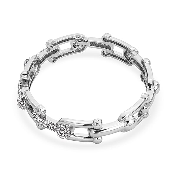Shop Lc Austrian Crystal Bangle Bracelet In Silvertone (7.50 In)