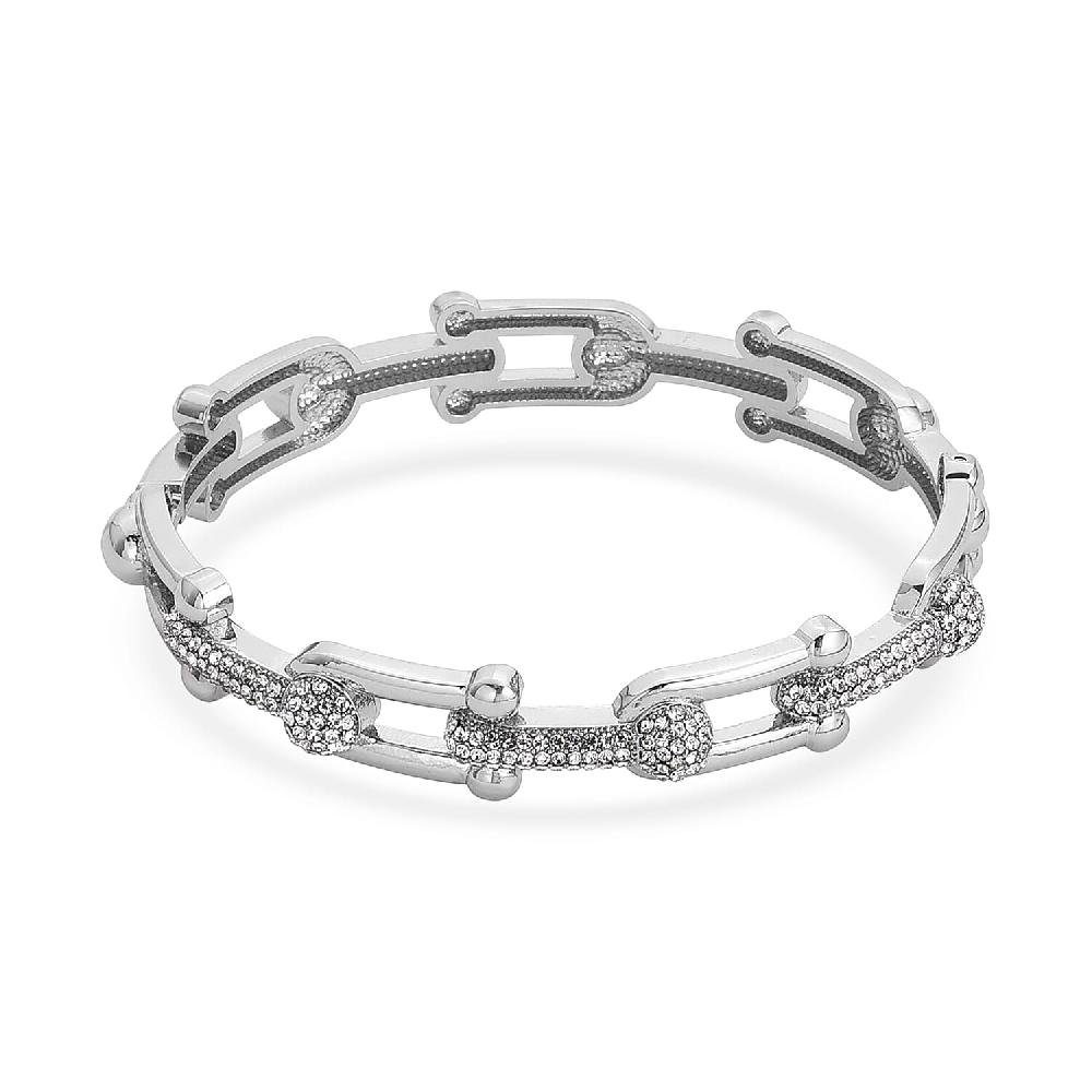 shop lc Austrian Crystal Bangle Bracelet in Silvertone (7.50 In)