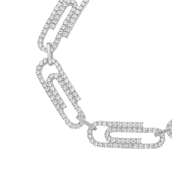 Shop Lc Austrian Crystal Beautiful Paper Clip Bracelet In Silvertone (7.0-9.0In)