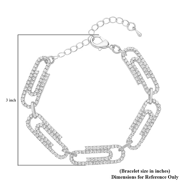 Shop Lc Austrian Crystal Beautiful Paper Clip Bracelet In Silvertone (7.0-9.0In)