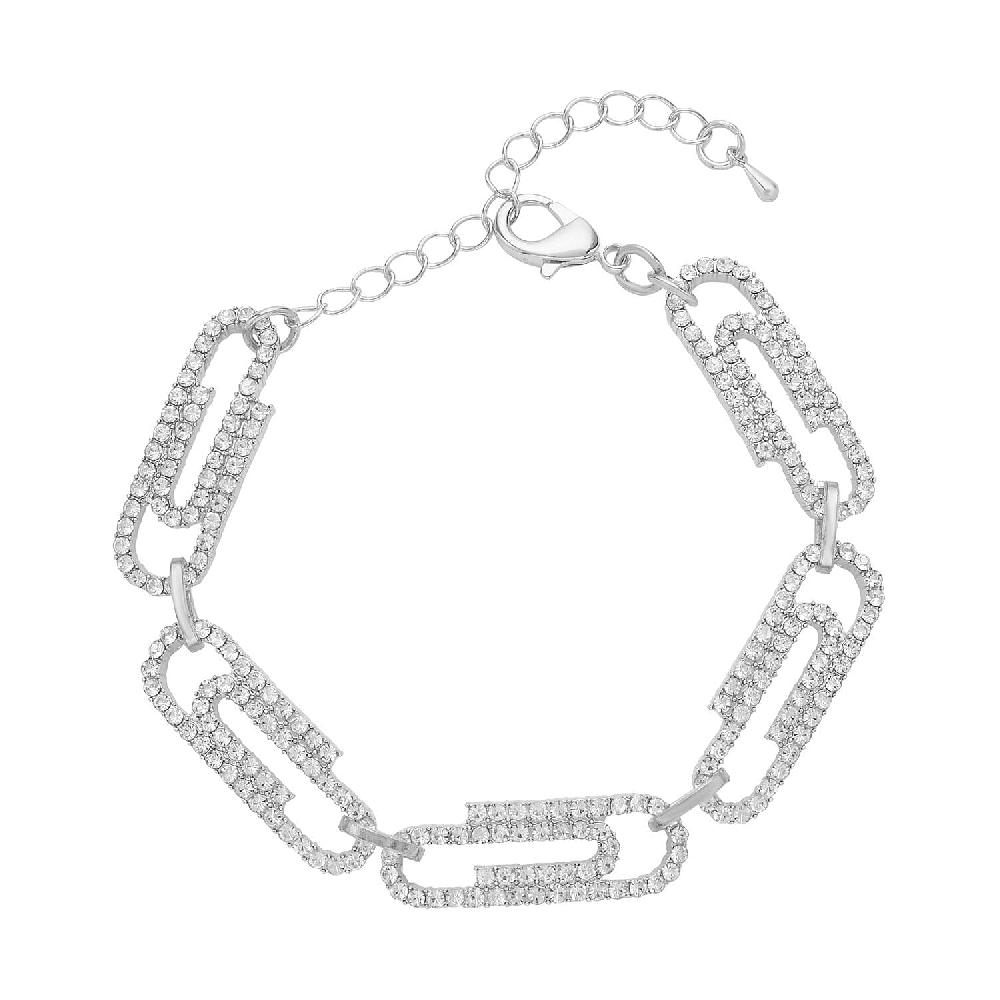 shop lc Austrian Crystal Beautiful Paper Clip Bracelet in Silvertone (7.0-9.0In)