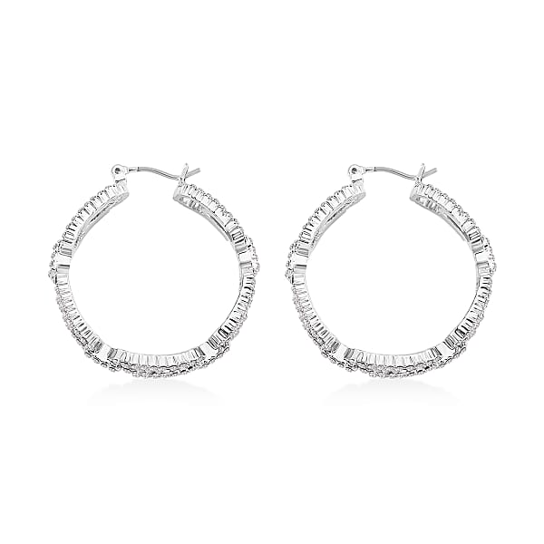 Shop Lc Austrian Crystal Beautiful Paper Clip Hoop Earrings In Silvertone