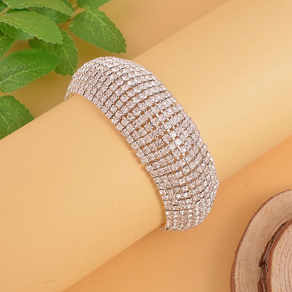 Shop Lc Austrian Crystal Carpet Design Bracelet In Silvertone (7.50-9.50In)