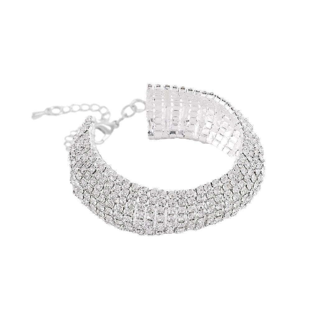 shop lc Austrian Crystal Carpet Design Bracelet in Silvertone (7.50-9.50In)